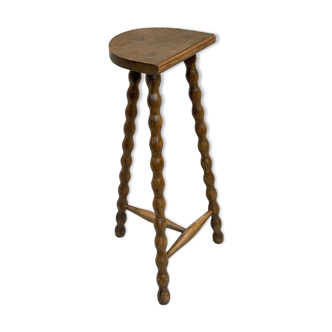 Stool top wood tripod turned vintage