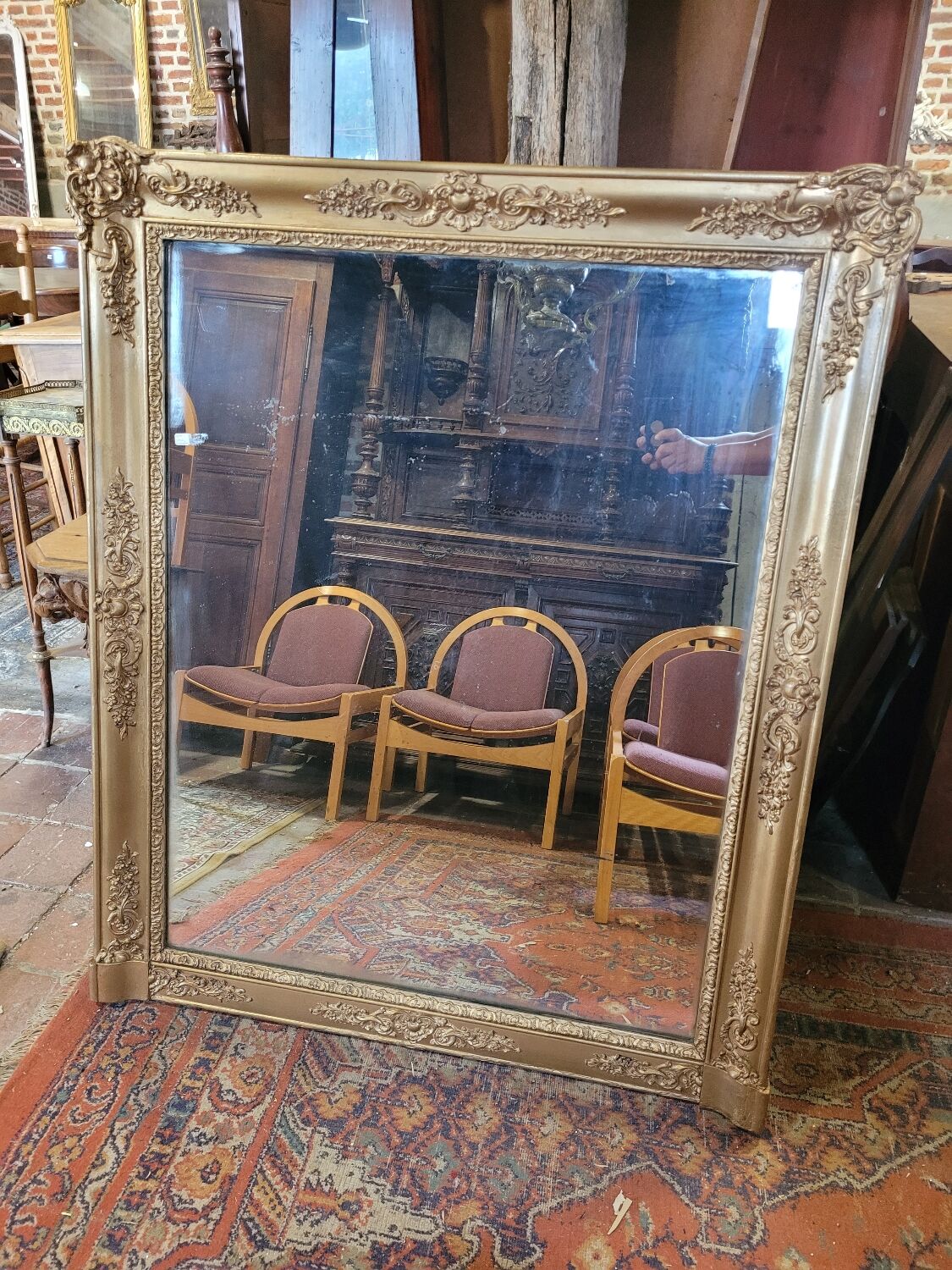 Golden mirror xixth period restoration 132×110cms