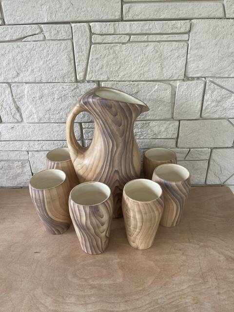 Vintage drink set Grandjean Jourdan Faux Bois Ceramic style
