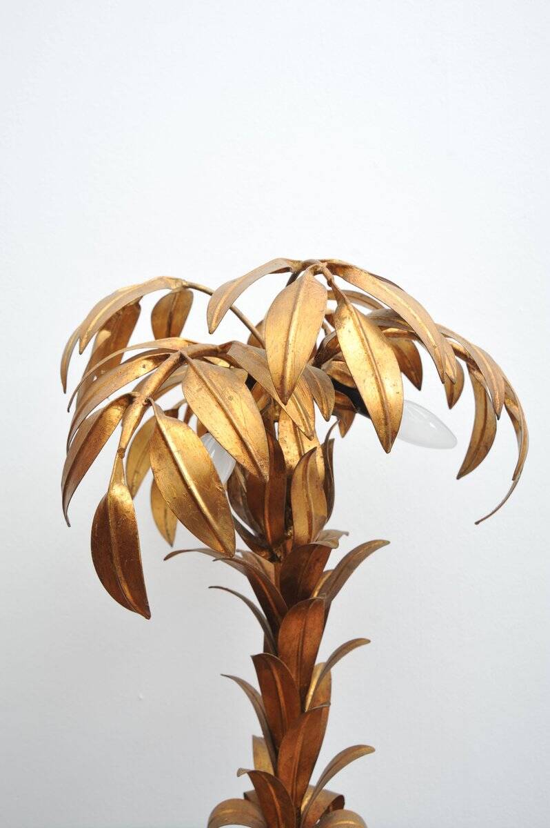 Gilded table lamp made of palm wood by Hans Kögl, 1970s