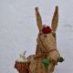 Spanish decorative donkey in raffia carrying two jars - 62 cm high - 1950