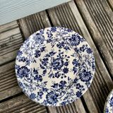 5 vintage plates with blue flowers