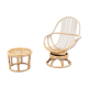 Fauteuil lounge avec table d'appoint vintage en bambou