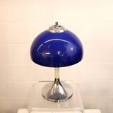 Vintage blue acrylic and chrome mushroom table lamp - Germany Space Age