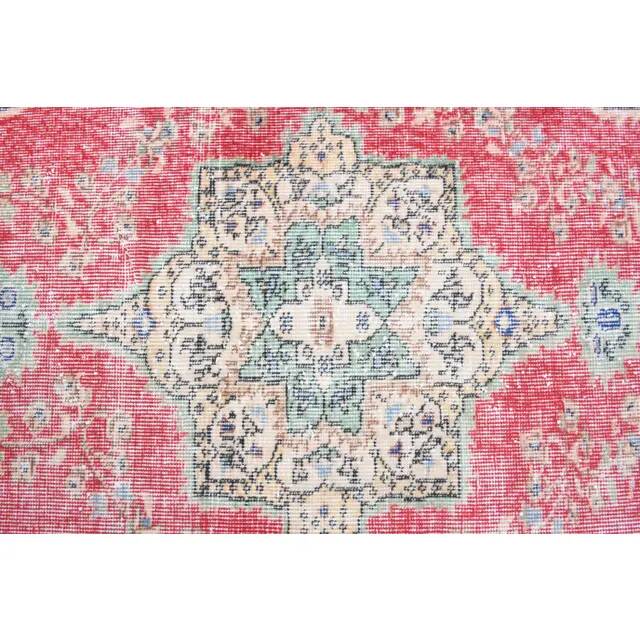Vintage Turkish Oushak Handmade Wool Cotton Red Area Rug  111x199