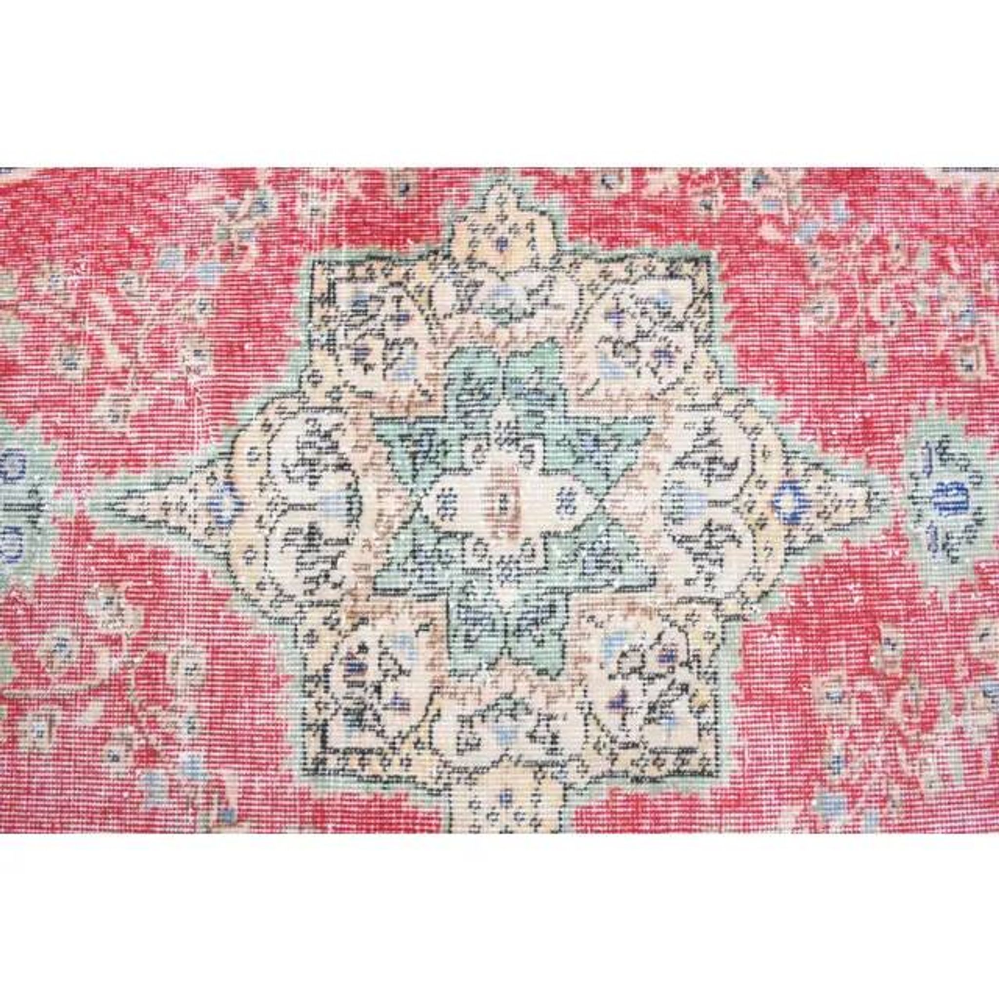 Vintage Turkish Oushak Handmade Wool Cotton Red Area Rug  111x199