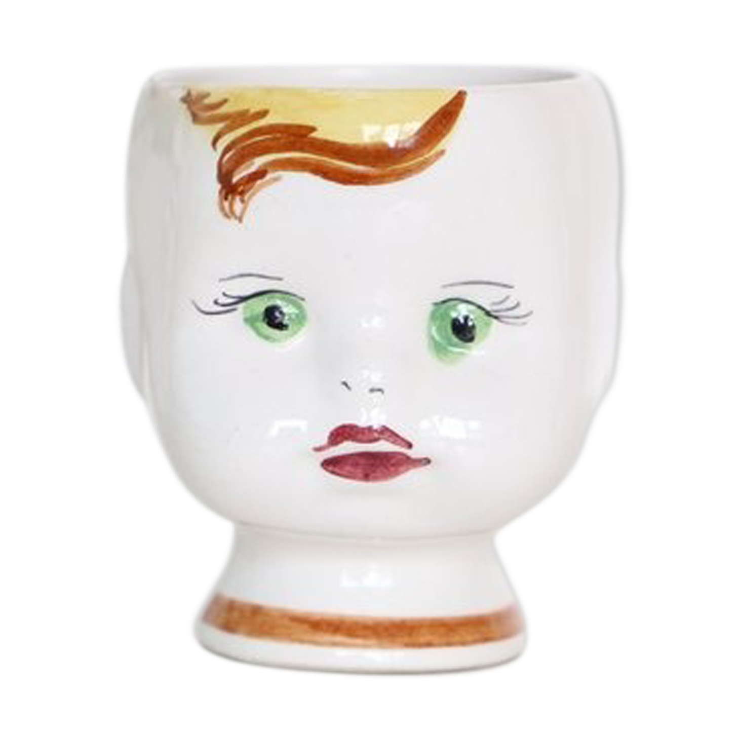 Vintage flower pot face, ceramic