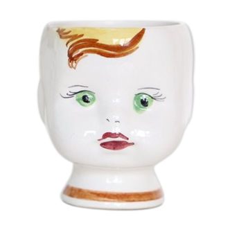 Vintage flower pot face, ceramic