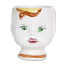 Vintage flower pot face, ceramic