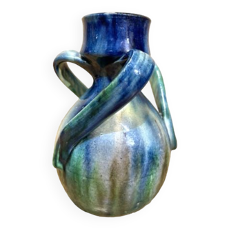 Flemish pottery TORHOUT, Superb vase with old handles, ceramics XXth, vintage
