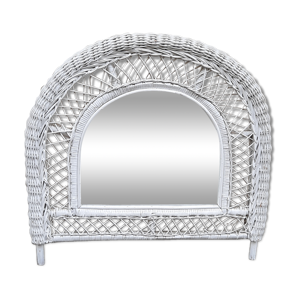 Miroir en rotin tressé