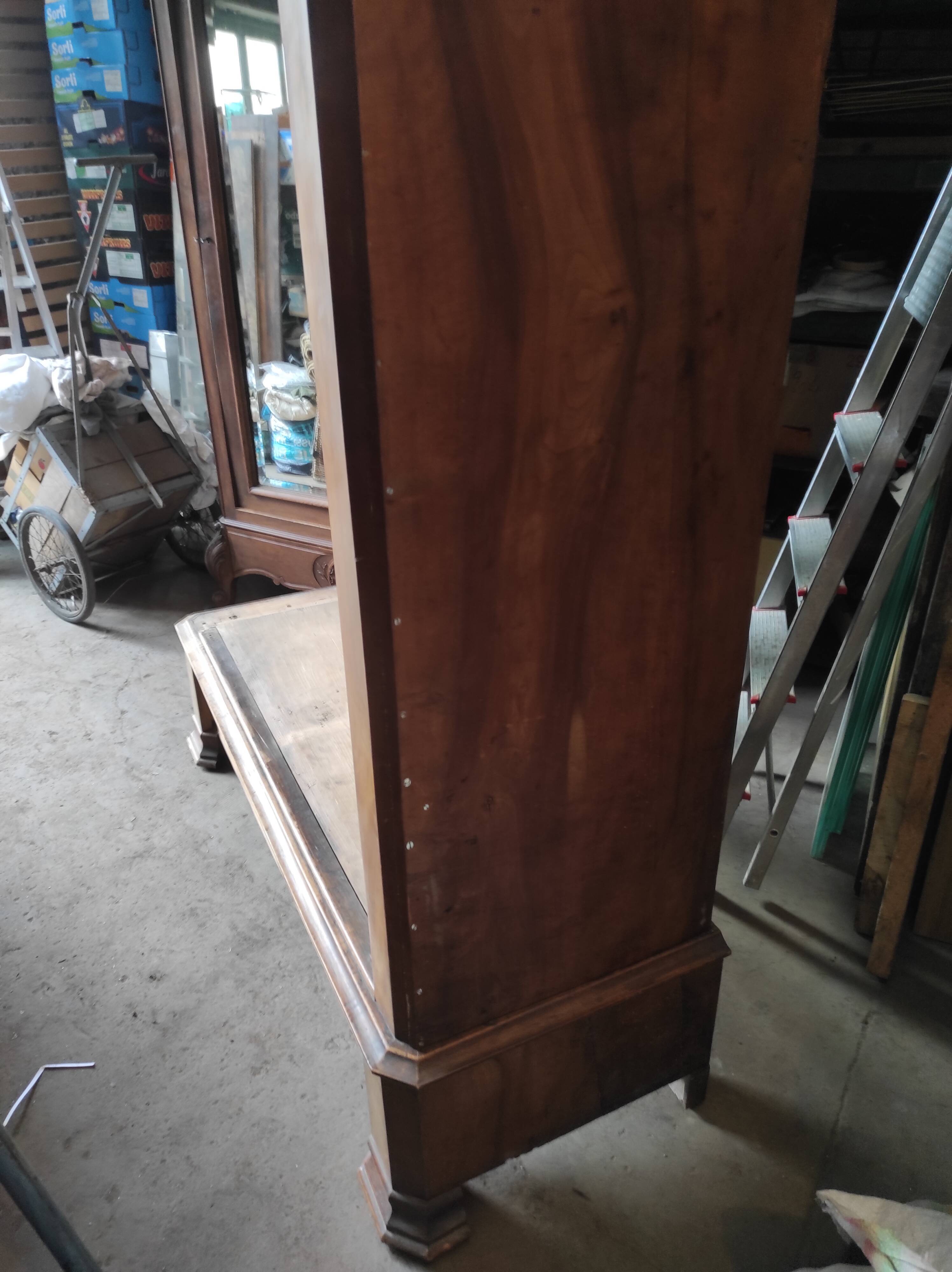 Old wardrobe Louis Philippe 2 doors 19th century 1 drawer shelves