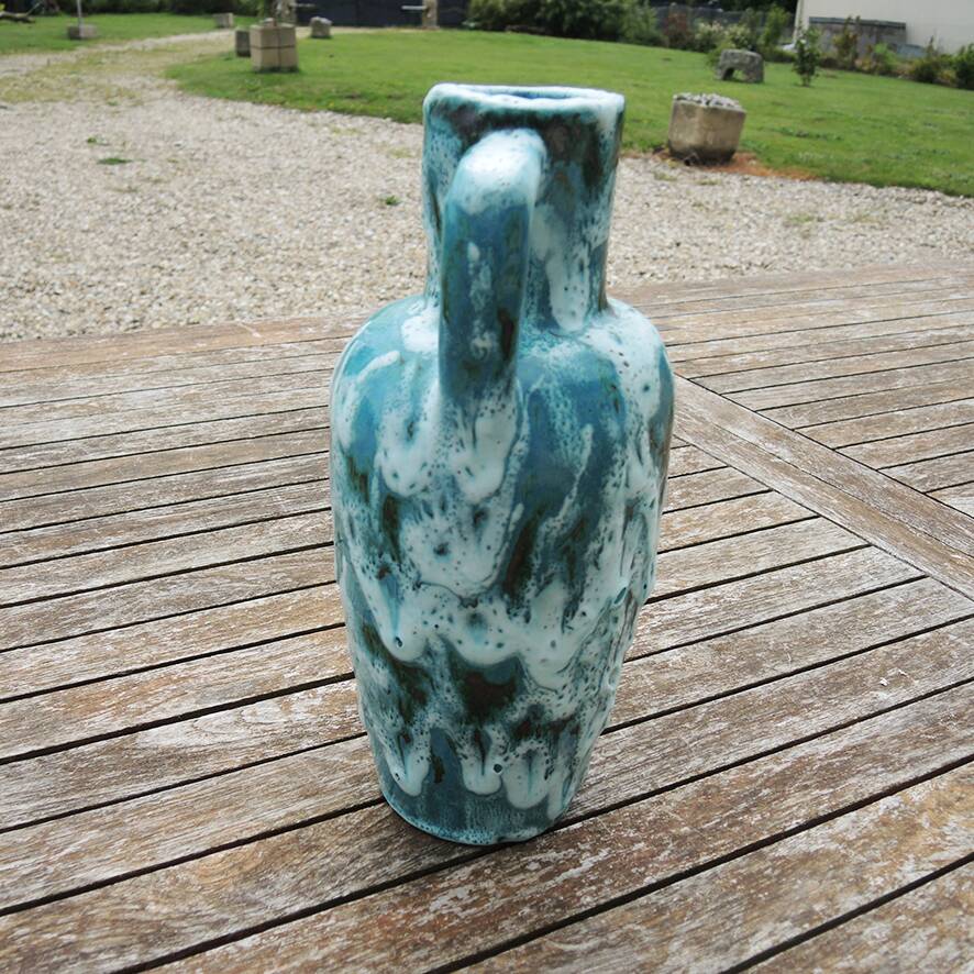 Antique turquoise terracotta amphora vase