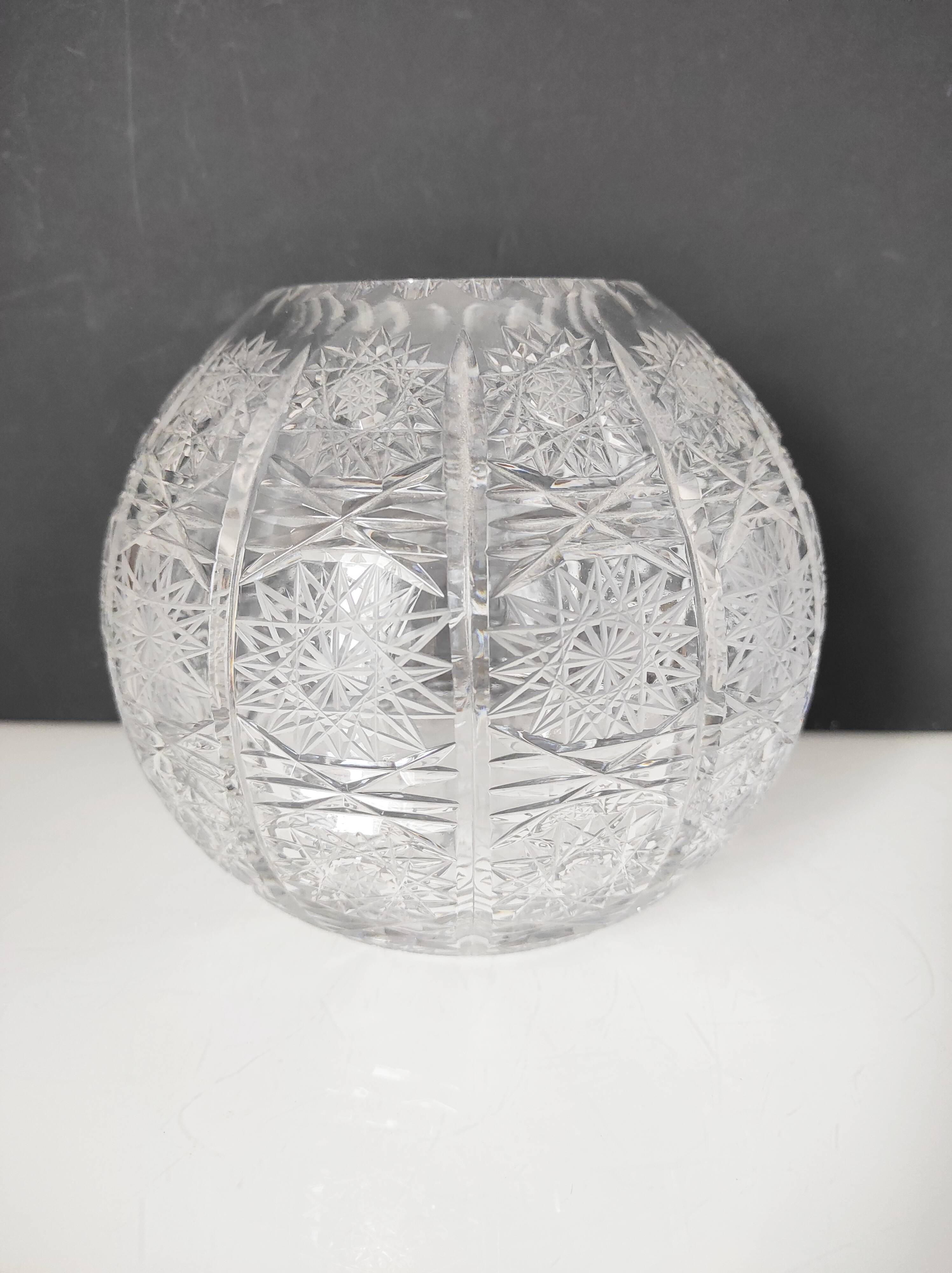 Cut crystal ball vase