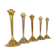 Mid-century set of 5 brass candlesticks by Lars Holmström, Arvika, Sweden.