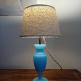 Blue Opaline Glass Table Lamp, 1970s