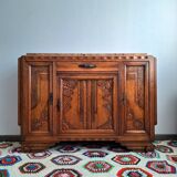 Buffet art déco plateau marbre, meuble vaisselier ancien