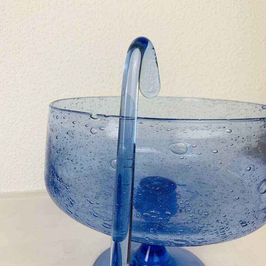 16 sangria serving glasses, Biot blue bubble glass