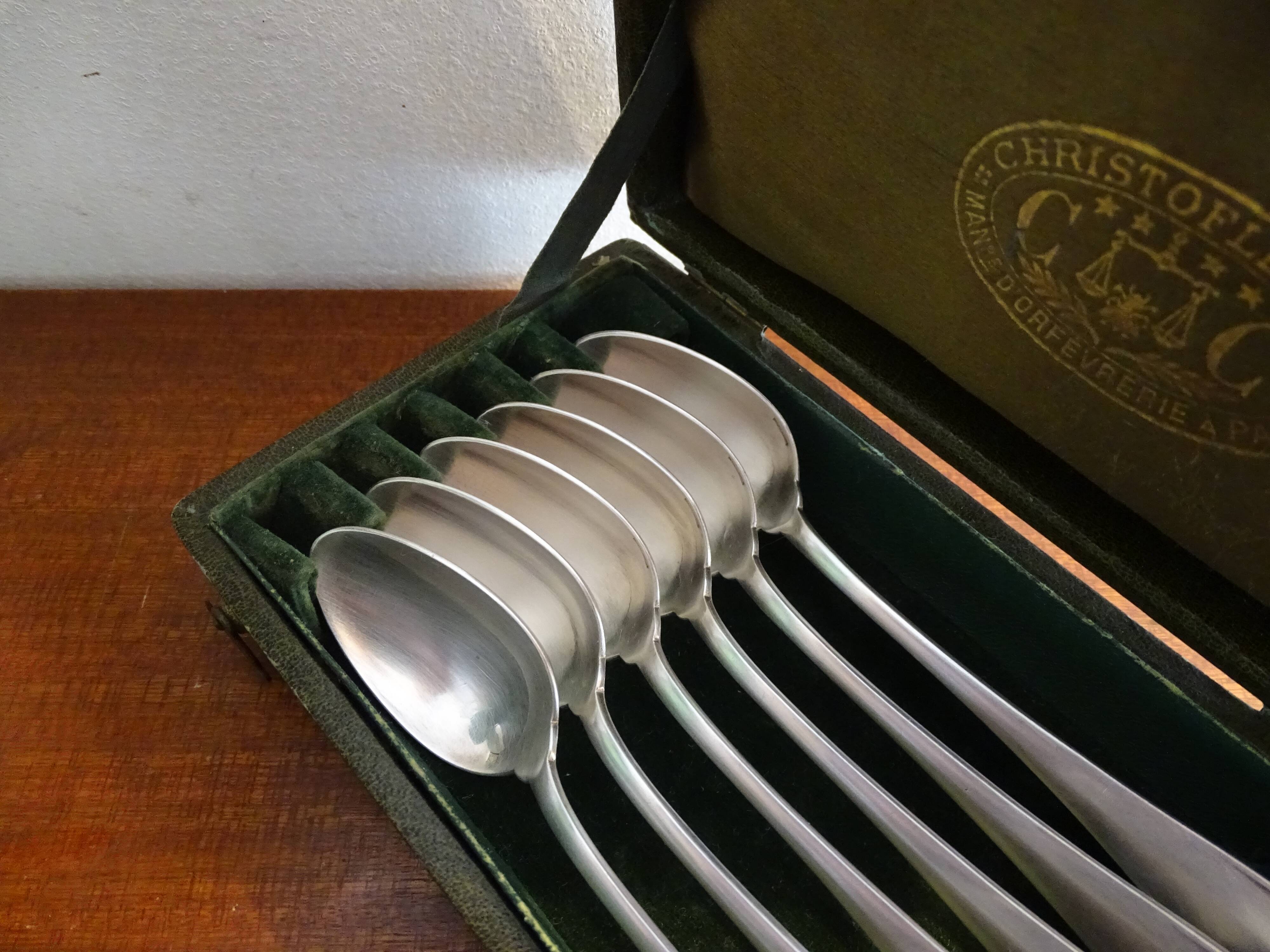 6 cuillères à dessert christofle, modèle japonais
