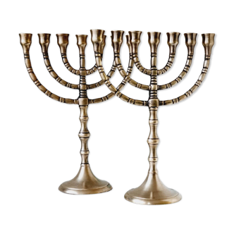 Menorah in golden brass