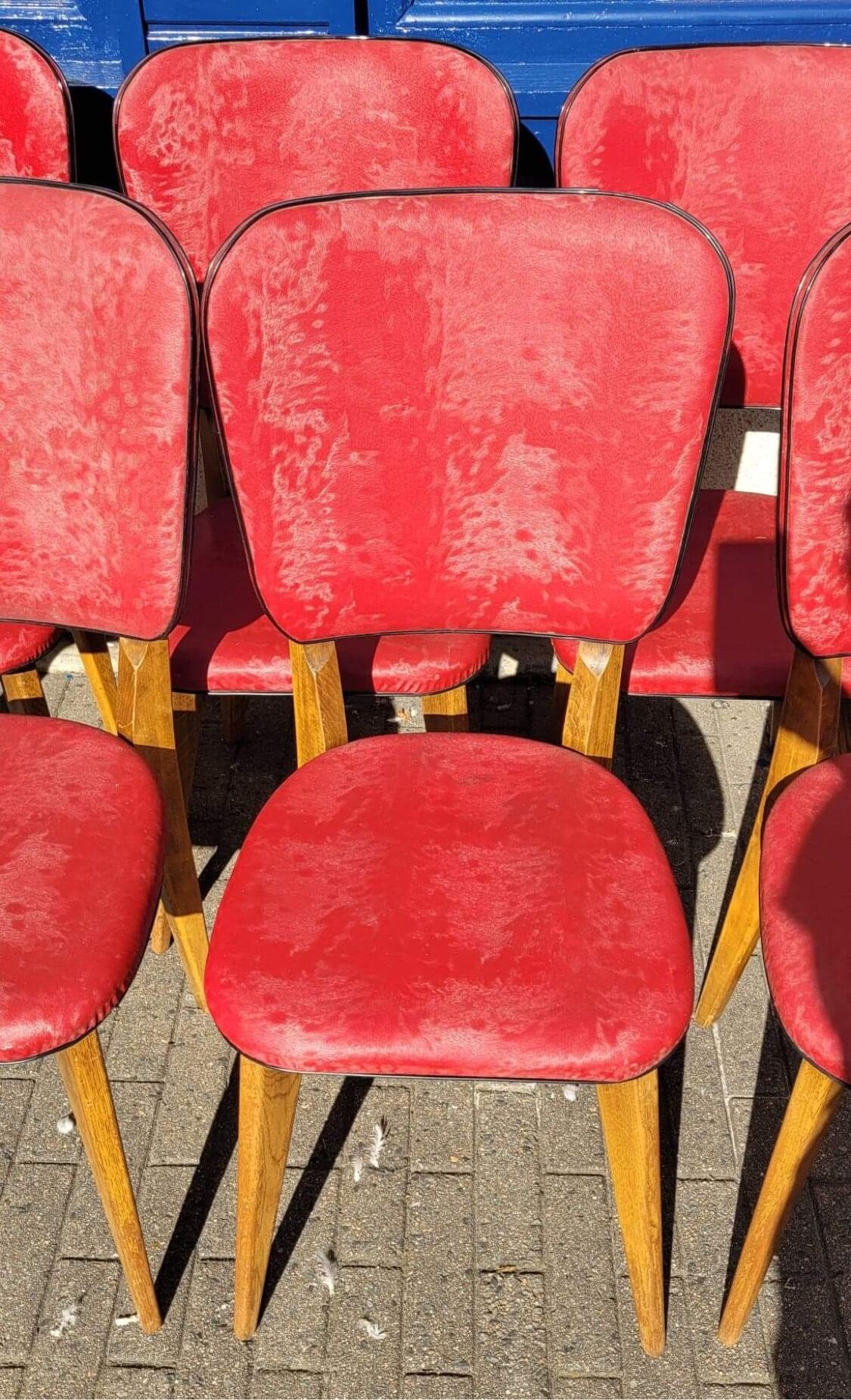 6 chaises vintage 1960 en bois et skaï