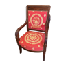 Period armchair Restoration in solid mahogany carved with palmette decoration