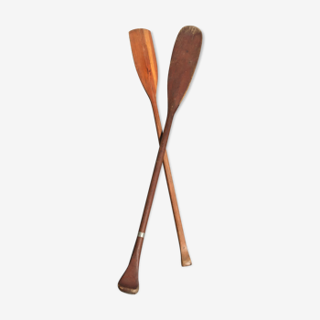 Pair of vintage wooden oars
