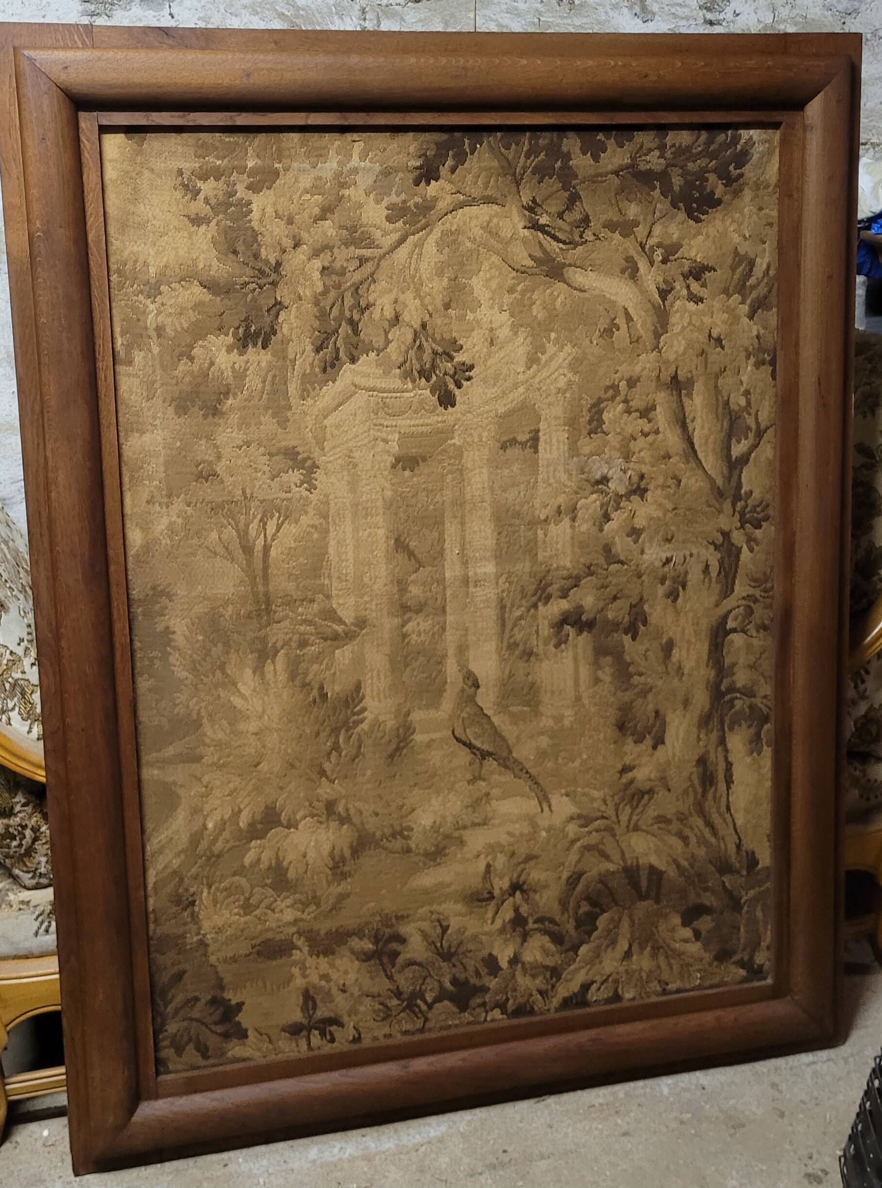 Still life tapestry on stretcher with wooden frame