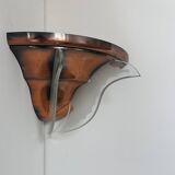 Art deco corner wall light, copper and glass, France 1930