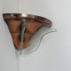 Art deco corner wall light, copper and glass, France 1930