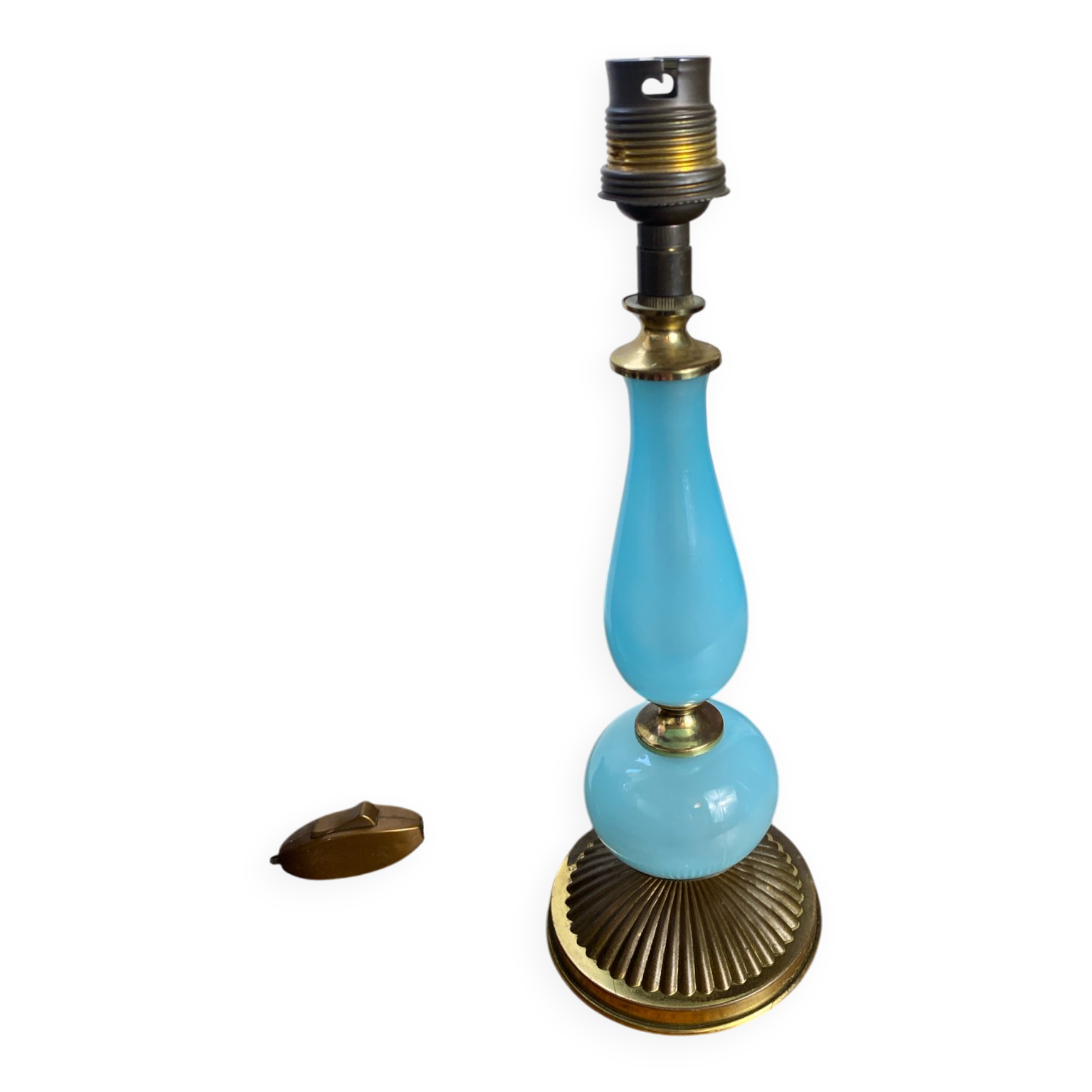 Blue opaline lamp and brass
