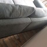 Sky blue ribbed 3-seater sofa