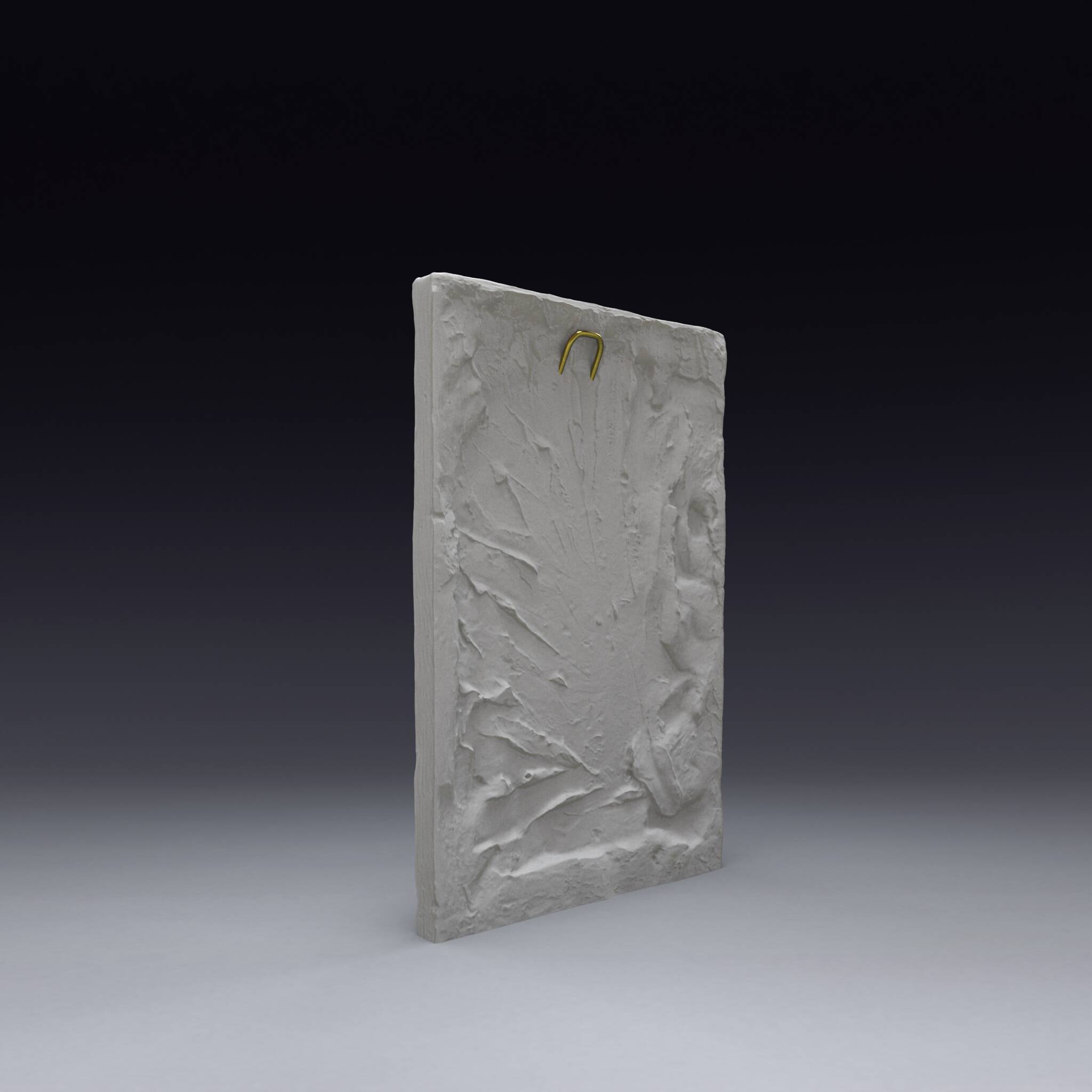 Plaster bas-relief depicting an acanthus leaf, inspired by Roman art.