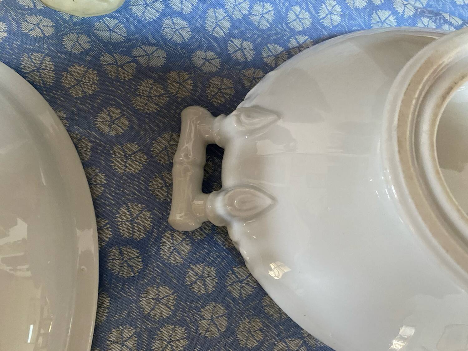 Antique porcelain vegetable dish made of "bamboo"