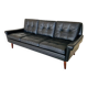 Vintage Danish retro Svend Skipper 3 person sofa in black leather 1960s