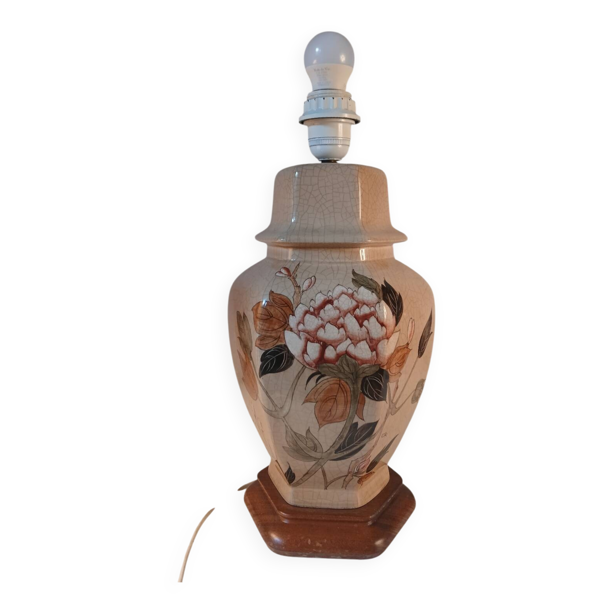 Hand-painted ceramic lamp – 1950s-60s – height 32 cm