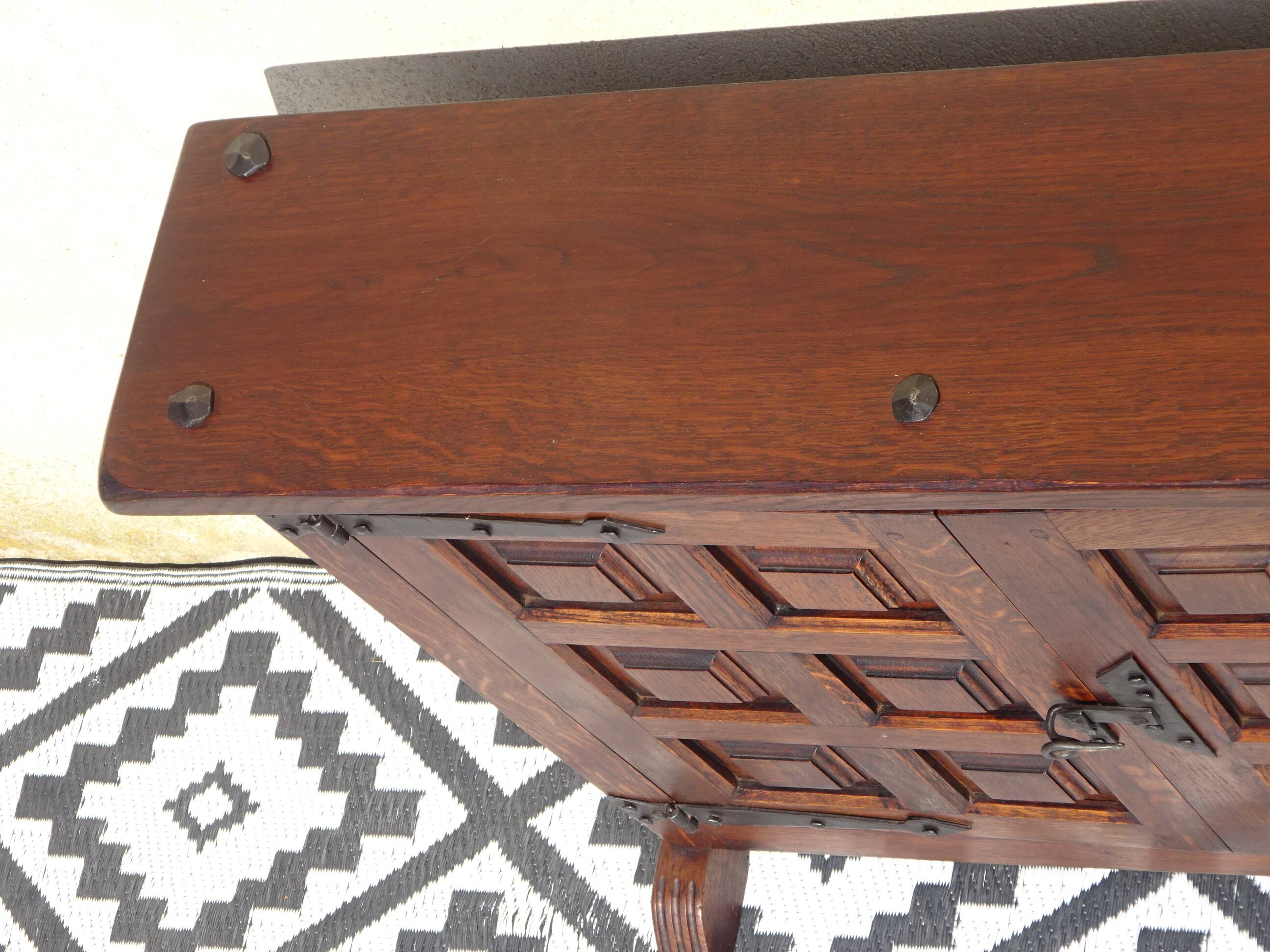 Shallow solid oak sideboard