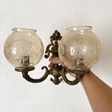 Double retro wall light with etched glass
