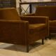 Ensemble canapé et 2 fauteuils en velours marron 1960’s