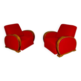 2 anciens fauteuils club art déco années 30 structure bois courbé