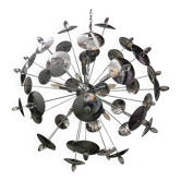 Lustre en laiton et gouttes de murano spoutnik