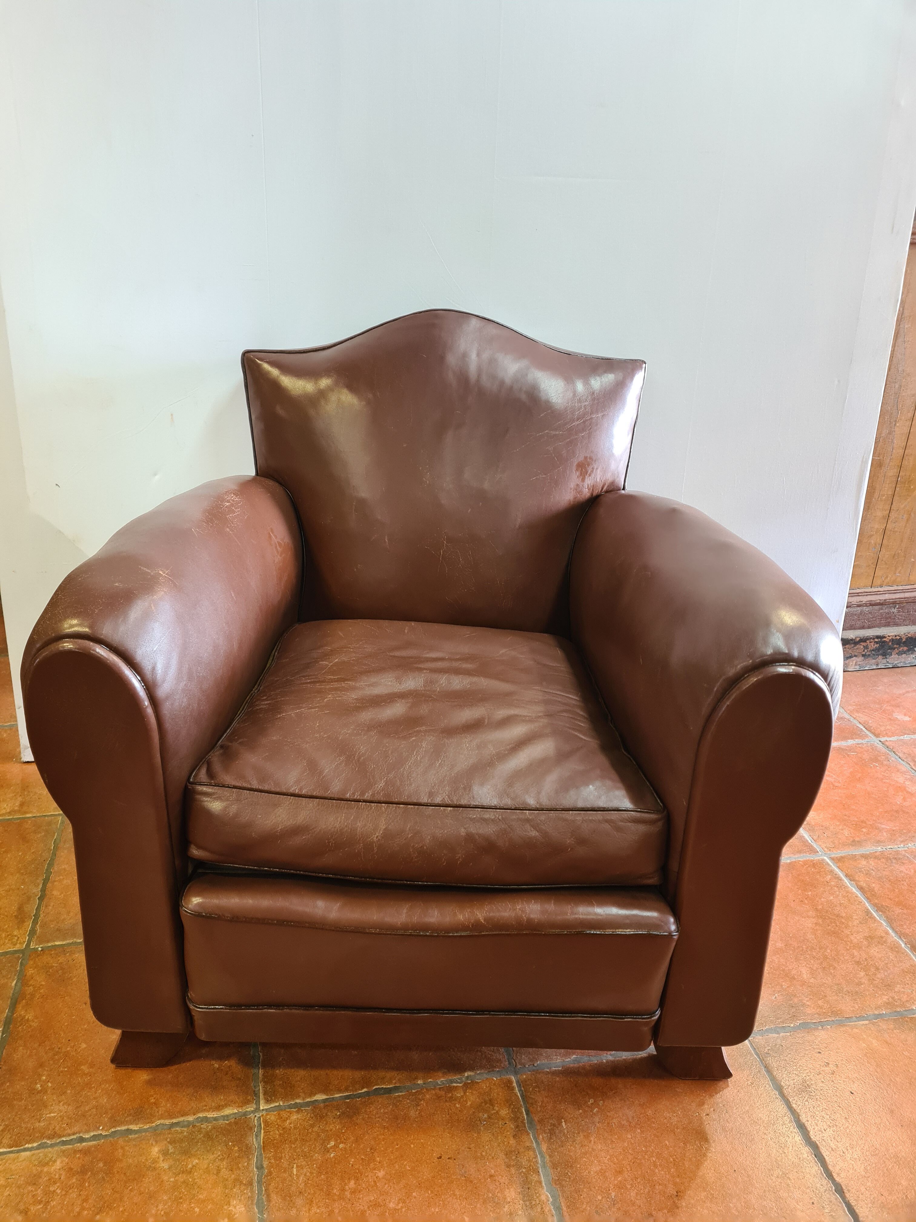 Fauteuil club vintage  en cuir
