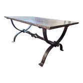 Table basse en pierre de lavé et fer forgé
