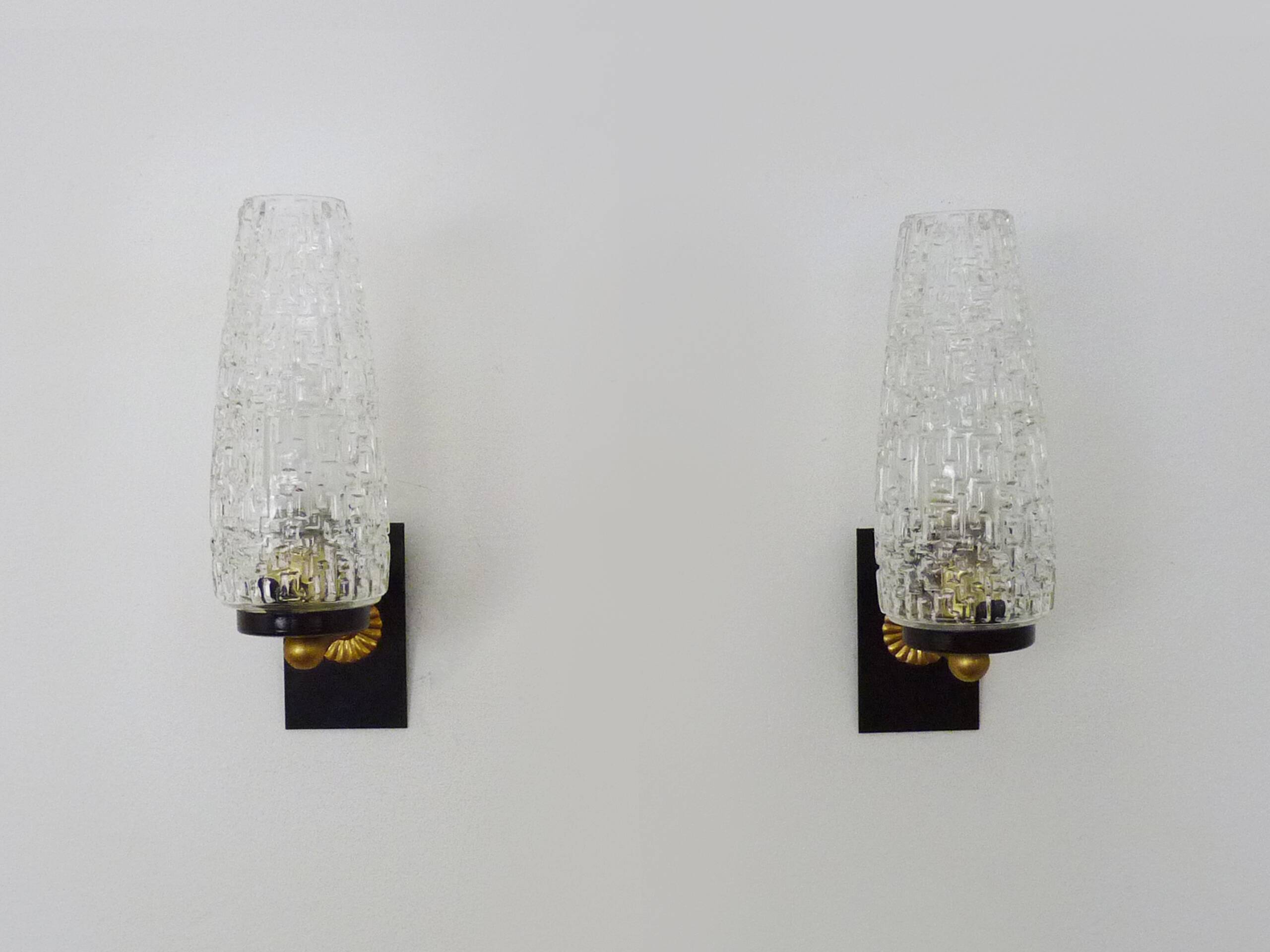 Pair of vintage Maison Arlus 1950s brass wall sconces