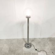 Lampe de sol vintage en chrome et verre, années 1970