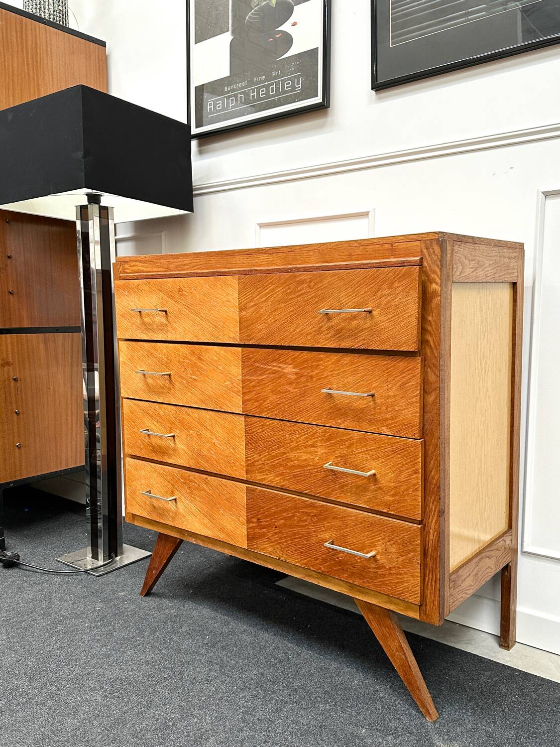 Vintage chest of drawers with compass feet