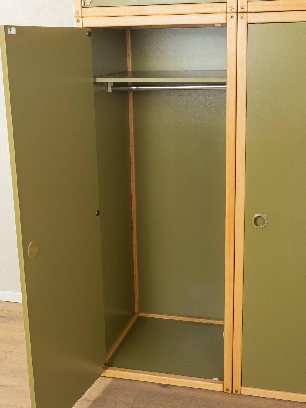 Système d'armoires Flötotto quatre pièces, années 1970, vert, hêtre, HPL