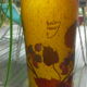 Daum Nancy's art nouveau-style vase with red brown with rosehip decoration