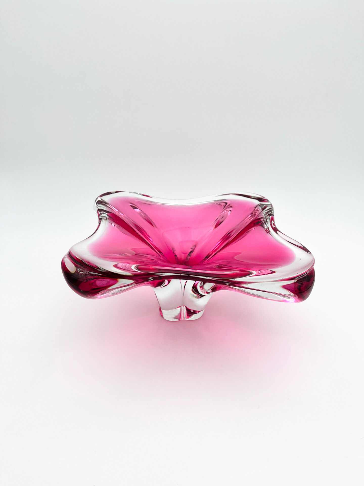 Large Crystal Bowl Bohemia Josef Hospodka 2.6kg Ruby Design 1960