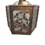Antique Openwork Sawn Brass Pendant Lamp, early 1900s